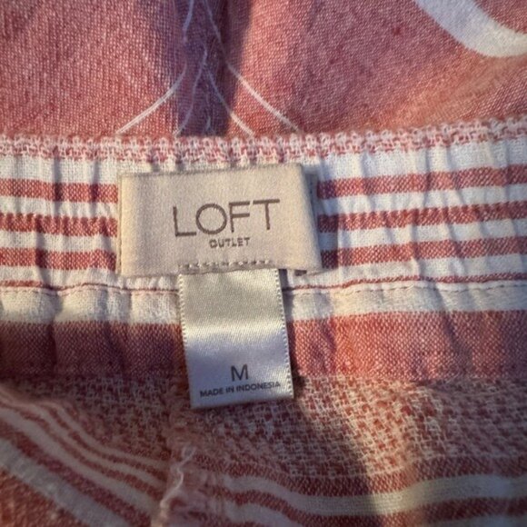 Loft Womens Linen Running Shorts Size Medium Pull On Beachy Preppy Lagom Pink - Picture 6 of 8